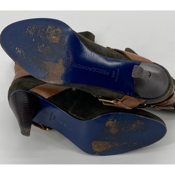 Rebecca Minkoff Dark Olive Green Suede w Buckle Bliss Boots Size 7.5M - Picture 9 of 11